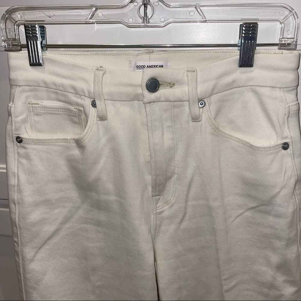 Good American Good Waist Palazzo Crop Pants Ecru 2/26 - Picture 8 of 9